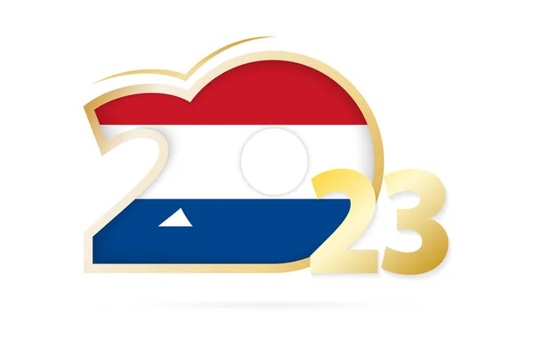 Year 2023 Netherlands Flag Pattern — Vector de stock