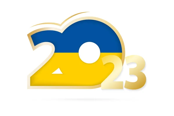 Рік 2023 Зображенням Прапора України — стоковий вектор