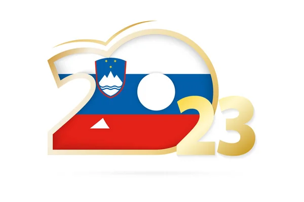 Año 2023 Con Patrón Bandera Eslovenia — Archivo Imágenes Vectoriales