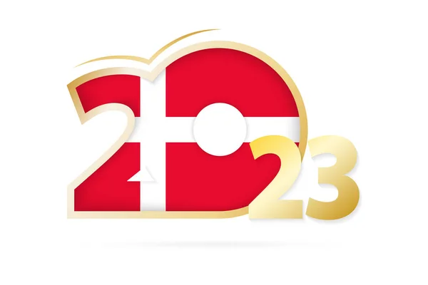 Año 2023 Con Patrón Bandera Dinamarca — Archivo Imágenes Vectoriales
