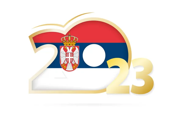 Year 2023 Serbia Flag Pattern — Stock vektor