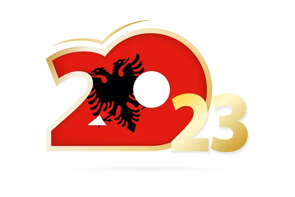 Year 2023 Albania Flag Pattern — Archivo Imágenes Vectoriales