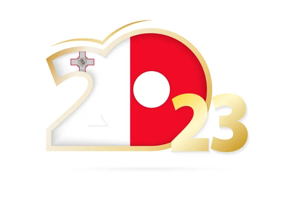 Έτος 2023 Πρότυπο Μάλτα Σημαία — Διανυσματικό Αρχείο