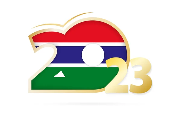 Jaar 2023 Met Gambia Vlag Patroon — Stockvector