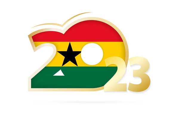 Ano 2023 Com Padrão Bandeira Gana — Vetor de Stock