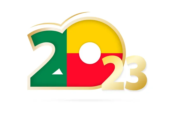 Year 2023 Benin Flag Pattern — ストックベクタ