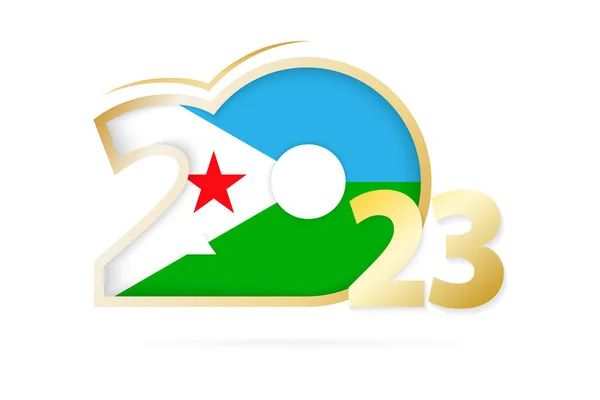 Year 2023 Djibouti Flag Pattern — Vettoriale Stock