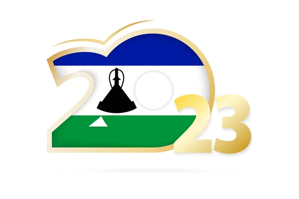 Year 2023 Lesotho Flag Pattern — Vetor de Stock