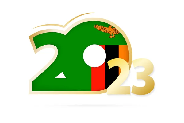 Ano 2023 Com Padrão Bandeira Zâmbia —  Vetores de Stock