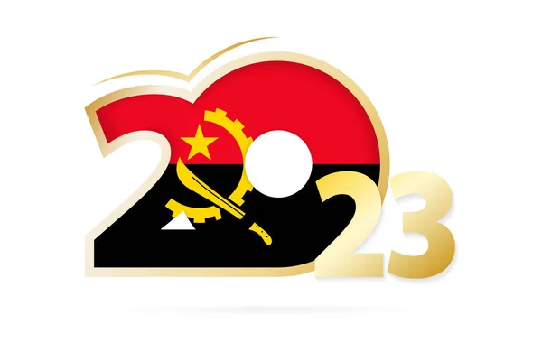 Jaar 2023 Met Angola Vlag Patroon — Stockvector