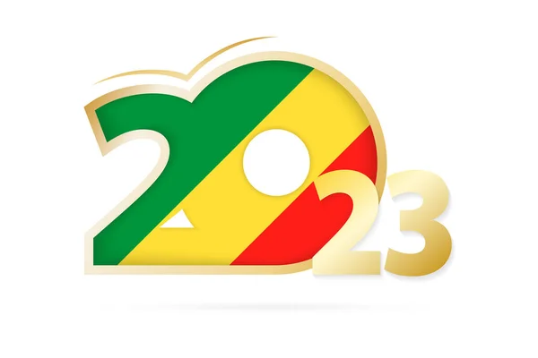 Año 2023 Con Patrón Bandera Del Congo — Vector de stock