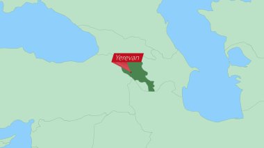 Ülke başkenti broşlu Ermenistan Haritası.