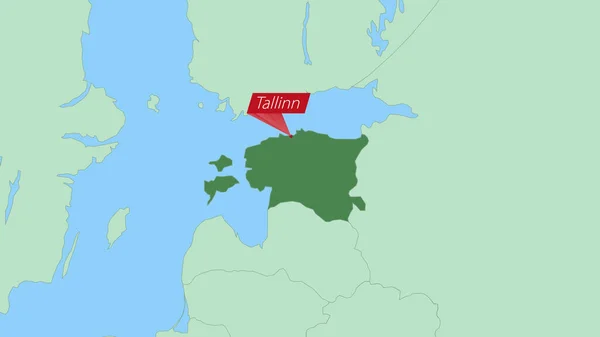 Map Estonia Pin Country Capital — 图库矢量图片