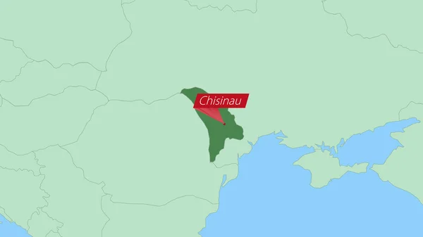 Map Moldova Pin Country Capital — Vector de stock