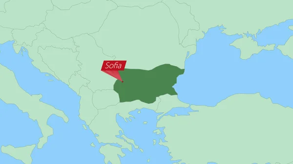 Map Bulgaria Pin Country Capital — Stockový vektor