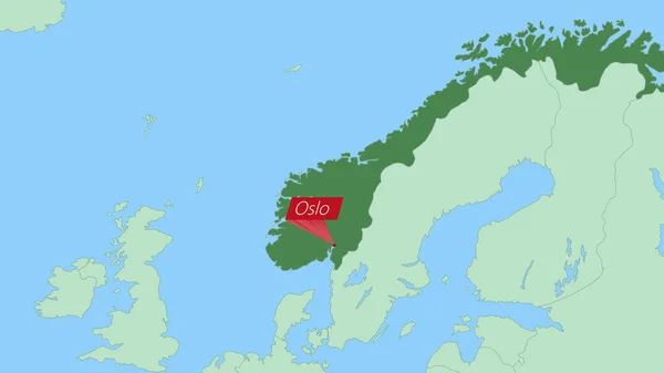 Map Norway Pin Country Capital — ストックベクタ