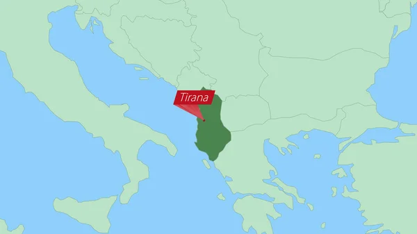 Map Albania Pin Country Capital — Image vectorielle