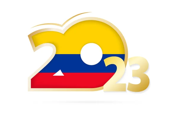Year 2023 Colombia Flag Pattern — Vetor de Stock