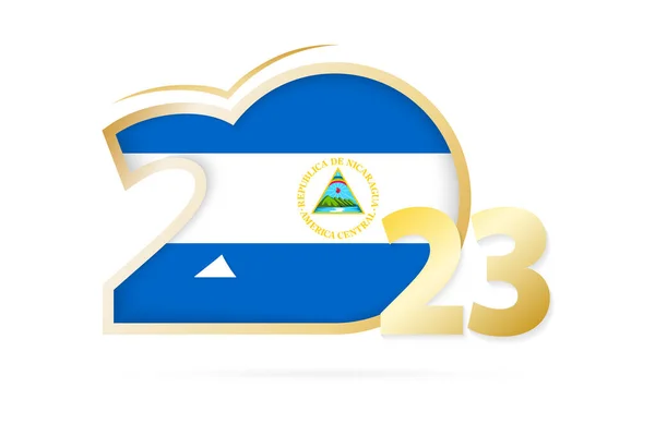 Anno 2023 Con Bandiera Nicaragua — Vettoriale Stock