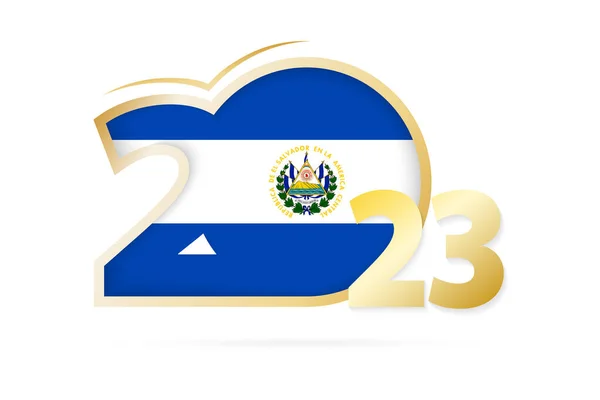 Jahr 2023 Mit Salvador Flagge Muster — Stockvektor