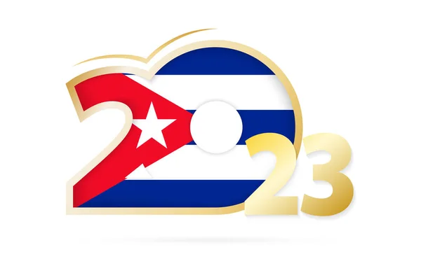 Año 2023 Con Patrón Bandera Cuba — Vector de stock