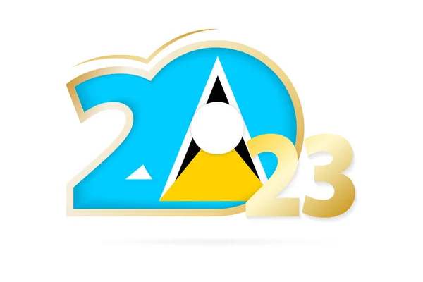 Year 2023 Saint Lucia Flag Pattern — 图库矢量图片