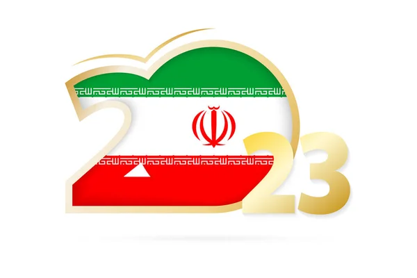 Año 2023 Con Patrón Bandera Irán — Vector de stock