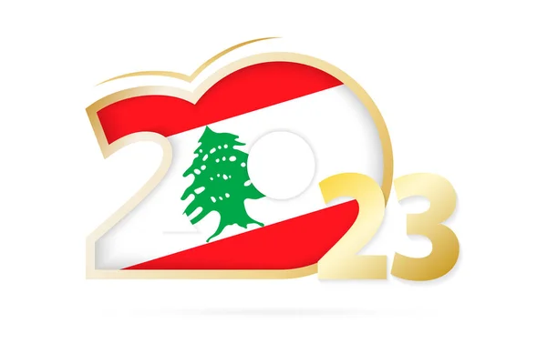 Year 2023 Lebanon Flag Pattern — ストックベクタ