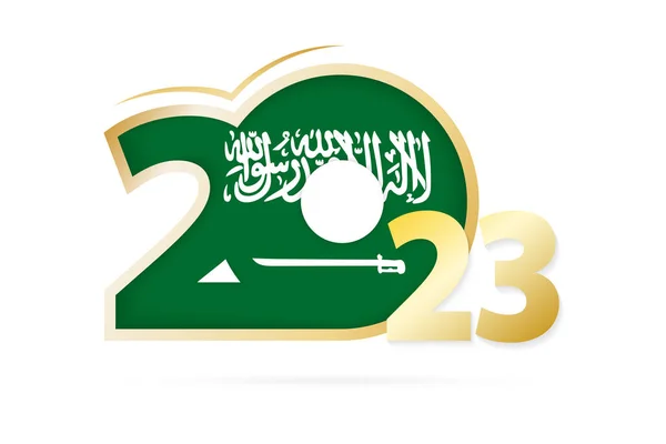 2023 Год Рисунком Флага Саудовской Аравии — стоковый вектор