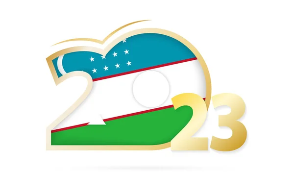 Año 2023 Con Patrón Bandera Uzbekistán — Archivo Imágenes Vectoriales