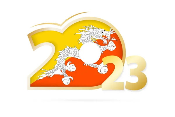 Year 2023 Bhutan Flag Pattern — Stock vektor