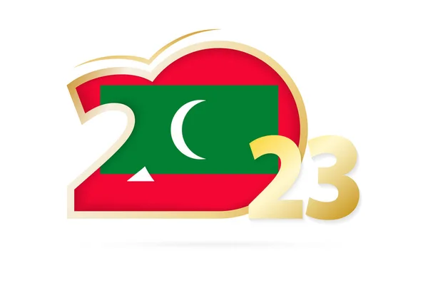 Έτος 2023 Μαλδίβες Σχέδιο Σημαίας — Διανυσματικό Αρχείο