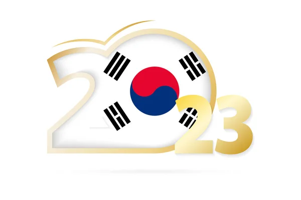 Yıl 2023 Güney Kore Bayrağı Desenli — Stok Vektör