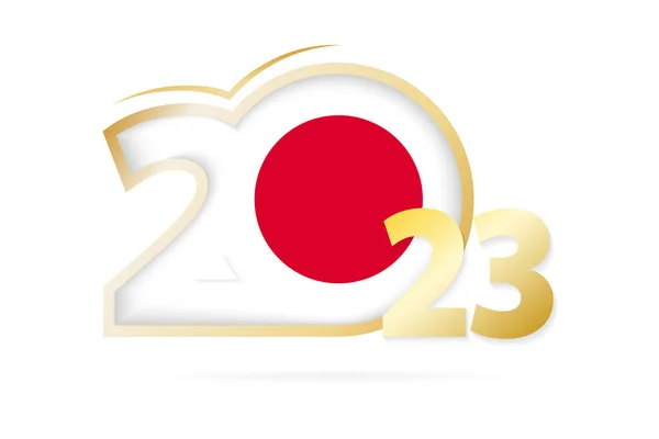 Jahr 2023 Mit Japan Flagge — Stockvektor
