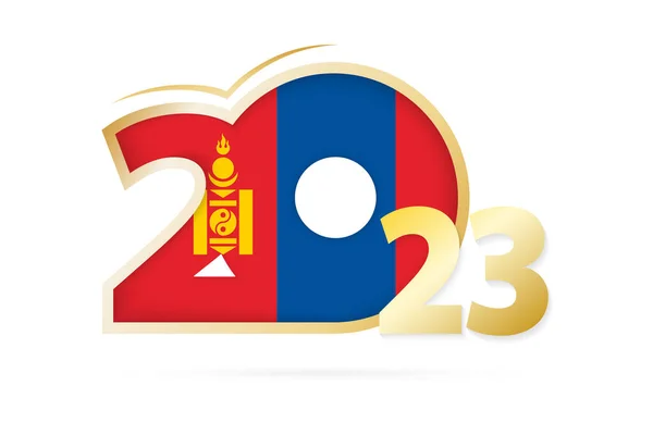 Year 2023 Mongolia Flag Pattern — Stockvektor
