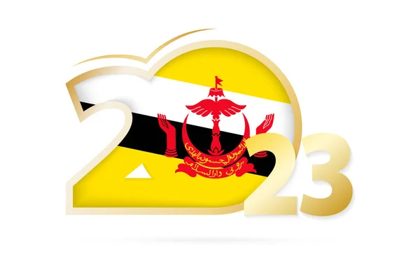 Year 2023 Brunei Flag Pattern — Stock Vector