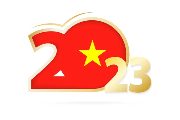 Ano 2023 Com Padrão Bandeira Vietnã — Vetor de Stock