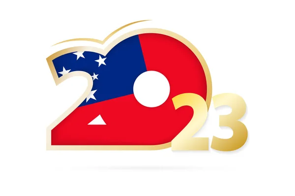 Année 2023 Avec Motif Drapeau Samoa — Image vectorielle