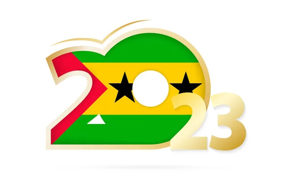 Year 2023 Sao Tome Principe Flag Pattern — Vetor de Stock