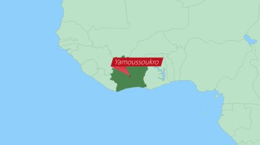 Ülke başkenti broşlu Fildişi Sahili Haritası.