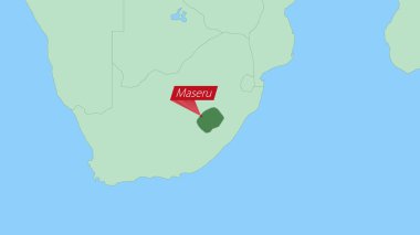 Ülke başkenti broşlu Lesotho Haritası.