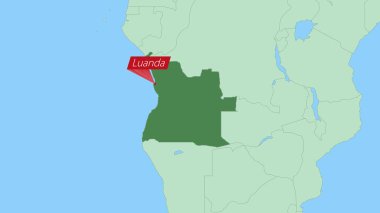 Angola haritası ülke başkenti broşlu..