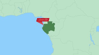 Gabon haritası ülke başkentinin lobutu.
