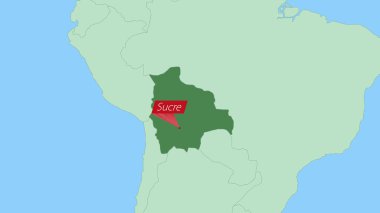 Ülke başkenti broşlu Bolivya Haritası.