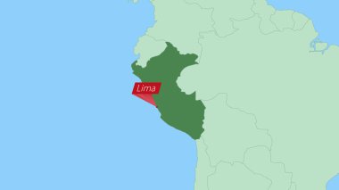 Ülke başkenti broşlu Peru Haritası.