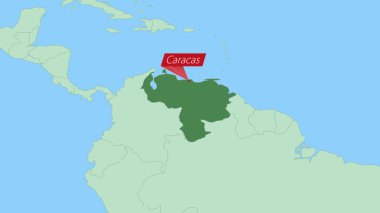 Venezuela haritası ülke başkenti broşlu..