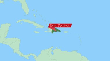 Dominik Cumhuriyeti haritası ülke başkentinin lobutu.