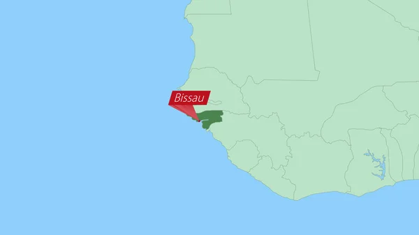 Карта Гвинеи Бисау Пином Столицы Страны — стоковый вектор