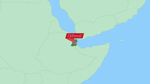Map Djibouti Pin Country Capital — ストックベクタ