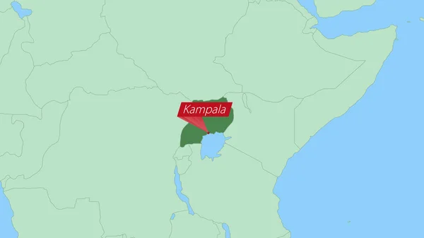 Map Uganda Pin Country Capital — стоковый вектор